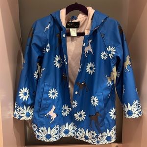 Foxfire for kids waterproof horse pony raincoat, size 5, blue